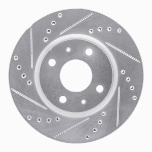 Chevrolet Matiz Brake Rotor (1) - Front Left - R1 Concepts - Drilled & Slotted - Silver - `11-`15